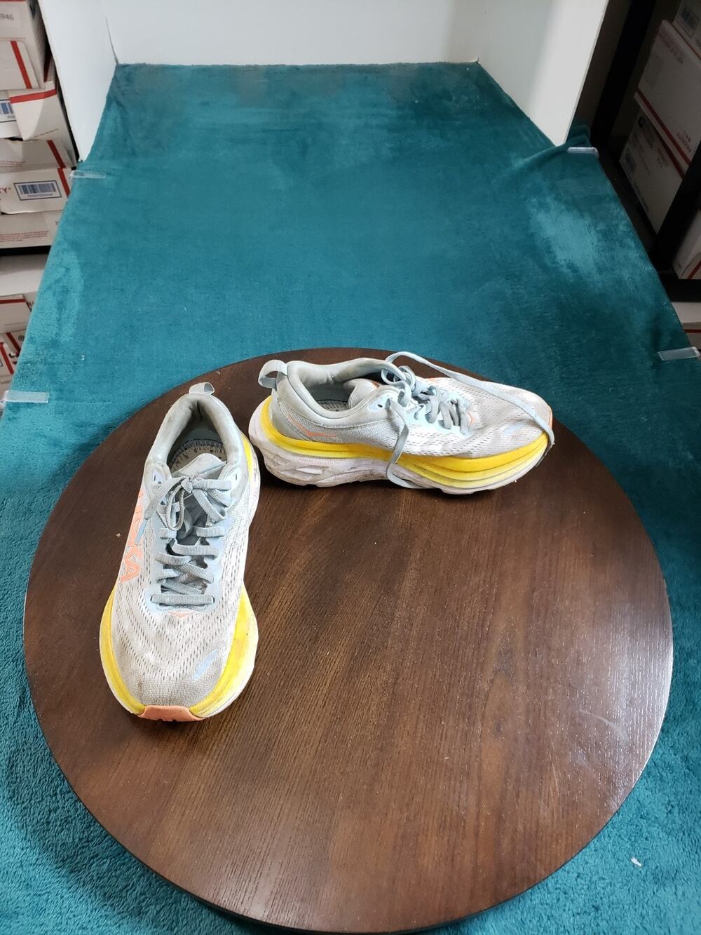 Hoka Bondi 8 Shoes Size 7 Womens Blue Running Gym Long run Max Cushion 1127952